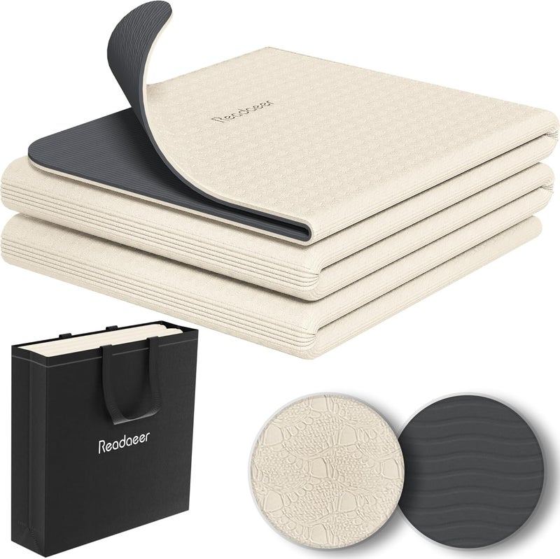 Readaeer Foldable Yoga Mat for Travel Folding Yoga Mat 6mm Thick with Carrying Bag, Non-Slip TPE Exercise Pilates Mat for 72" L x 24" W x 0.24 Inch - Image 1